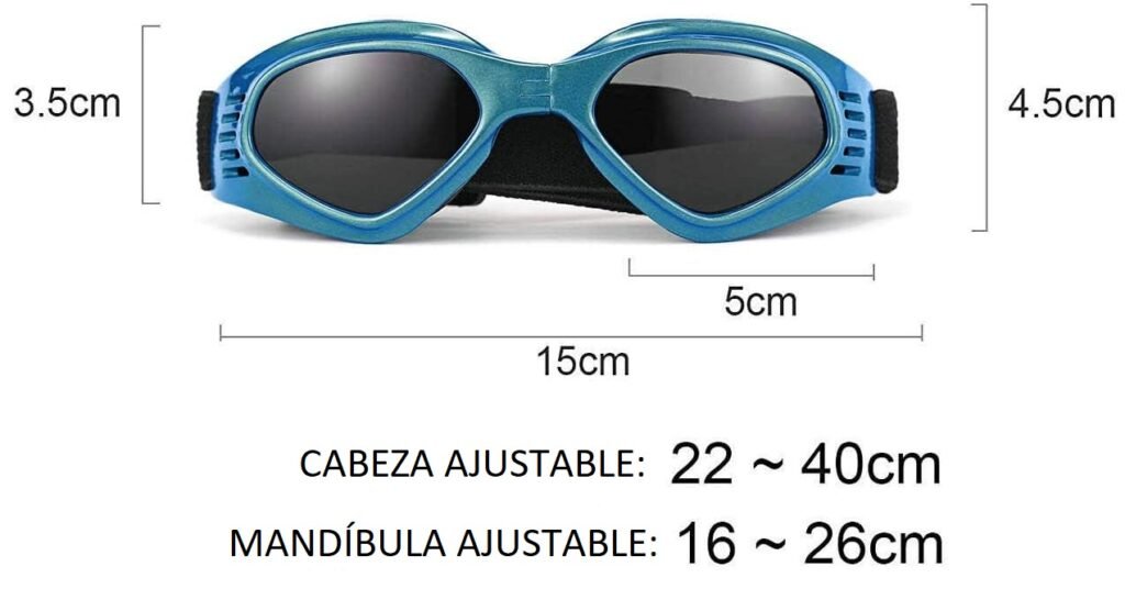 medidas gafas de sol perro de color azul