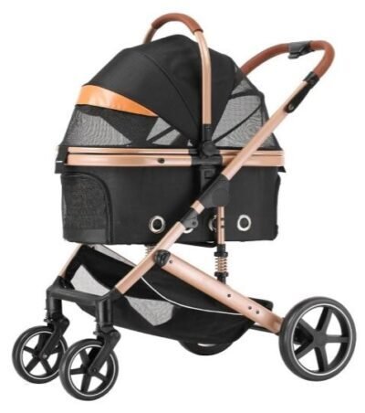 Carrito para perros EchoSmile plegable con ruedas amortiguadoras y mango reversible