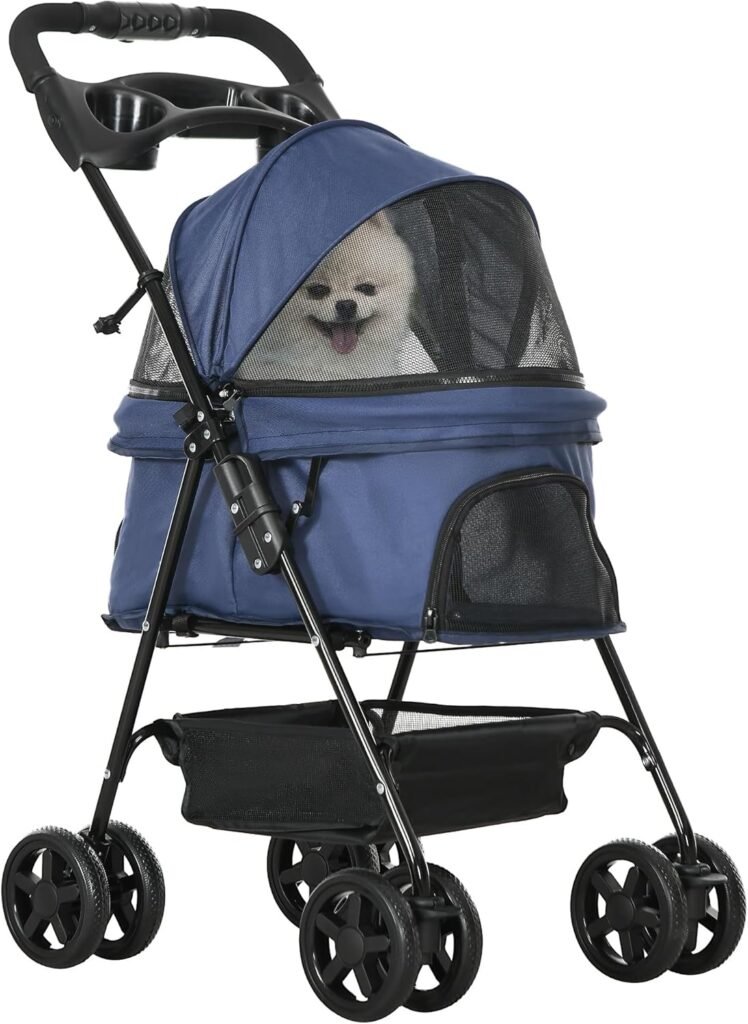 12 Carrito para perros EchoSmile plegable con ruedas amortiguadoras y mango reversible